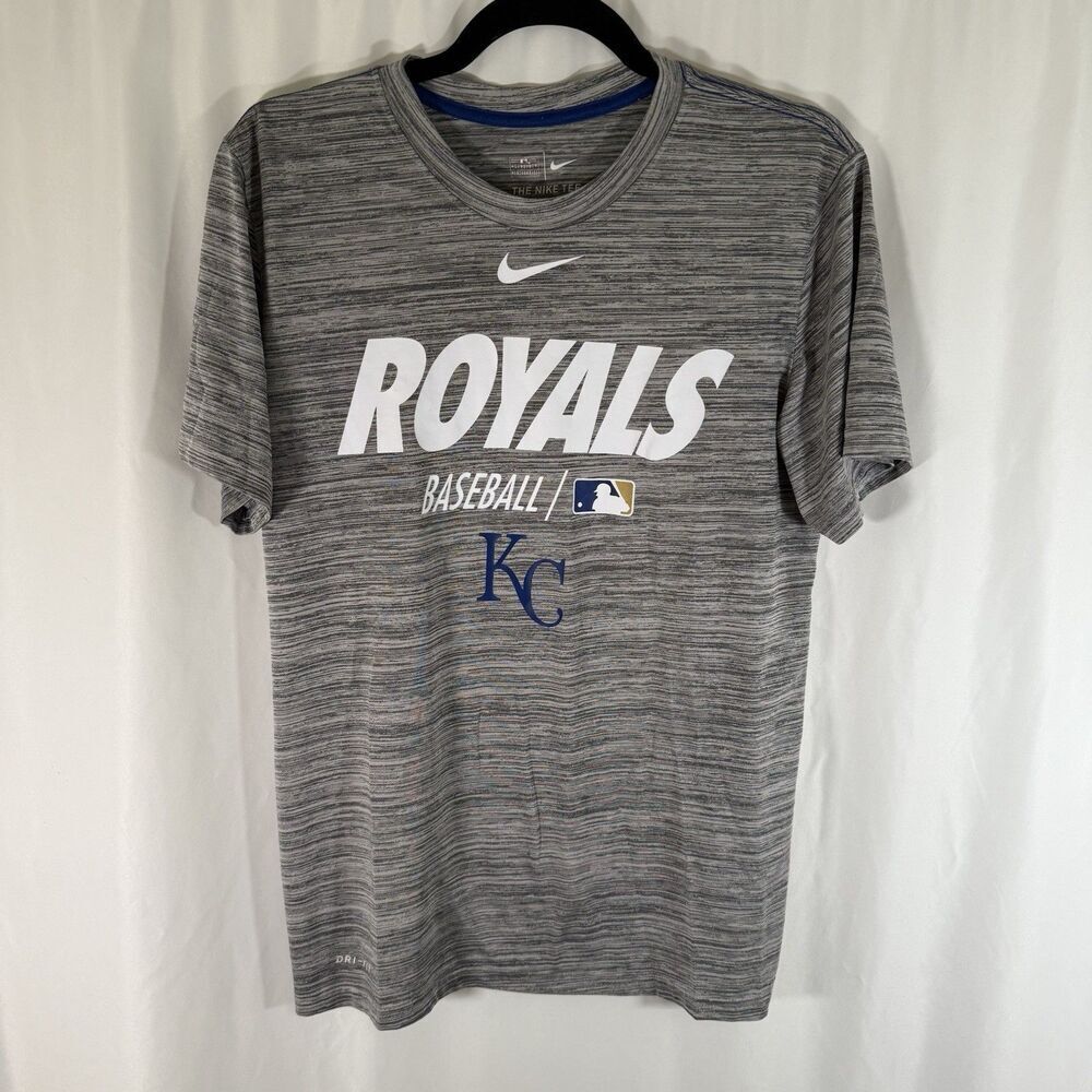 Kansas City Royals Nike Shirt Men's Small Grey Heathered Short Sleeve Crew Neck